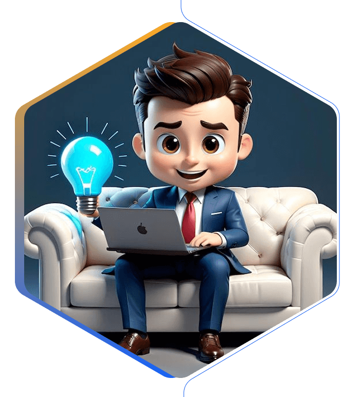Illustration of person on couch with laptop