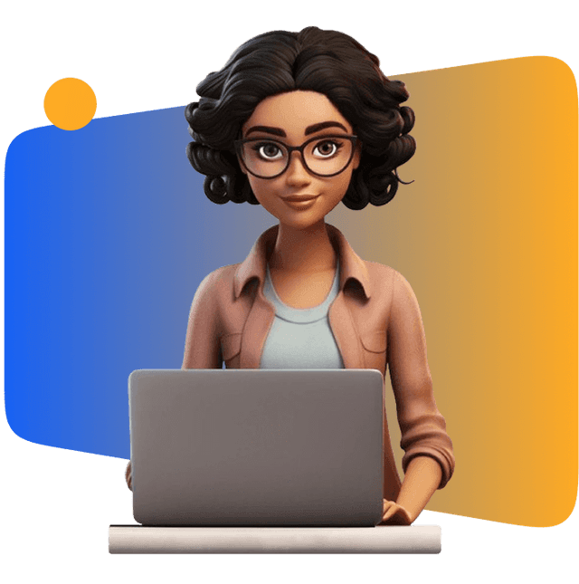 Illustration of person working on laptop