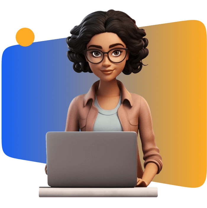 Illustration of person working on laptop